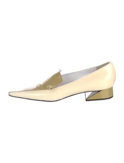 Pre-owned Fendi Patent Leather Mules In Neutral