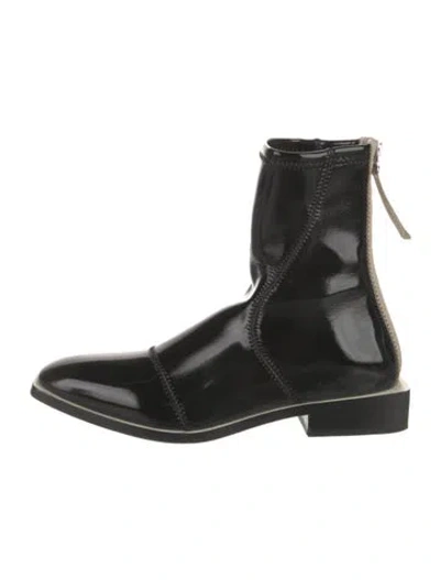 Pre-owned Fendi Patent Leather Sock Boots In Black