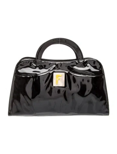 Pre-owned Fendi Patent Leather Top Handle Bag In Black