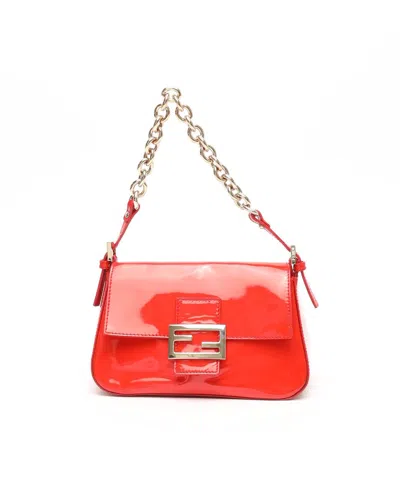 Fendi Patent Small Chain Mamma Bag In Red
