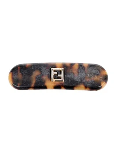 Pre-owned Fendi Pattern Hair Clip In Brown