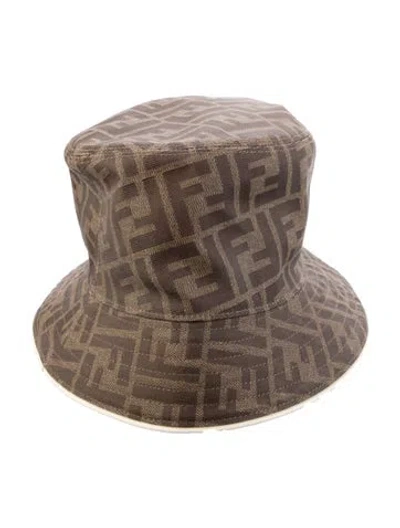 Pre-owned Fendi Pattern Print Coated Canvas Bucket Hat W/tags In Brown