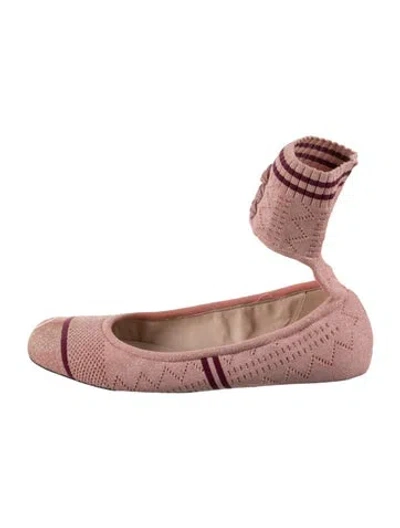 Pre-owned Fendi Patterned Ballet Flats In Metallic/pink