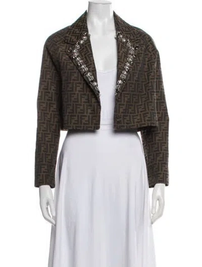 Pre-owned Fendi Patterned Blazer In Brown