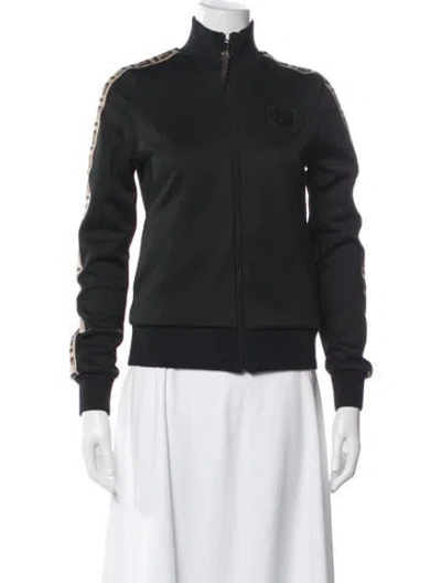 Pre-owned Fendi Patterned Bomber Jacket In Black