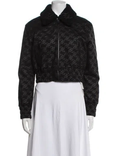 Pre-owned Fendi Patterned Bomber Jacket In Black