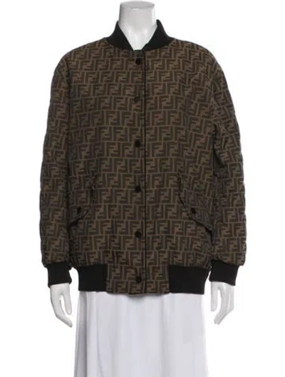 Pre-owned Fendi Patterned Bomber Jacket In Neutrals
