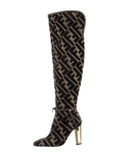 Pre-owned Fendi Patterned Boots In Green