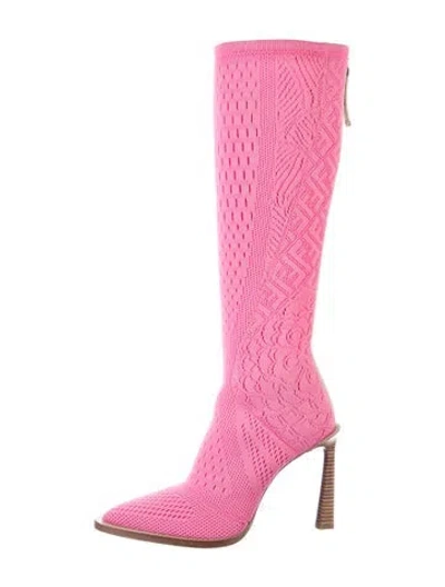 Pre-owned Fendi Patterned Boots In Pink