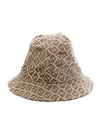 Pre-owned Fendi Patterned Bucket Hat In Brown
