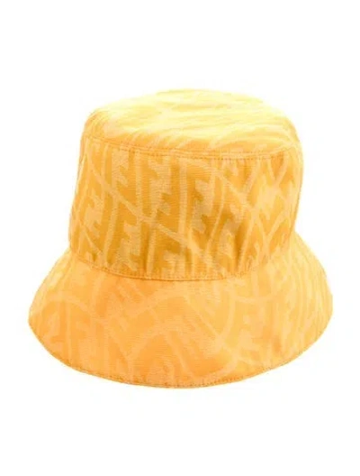 Pre-owned Fendi Patterned Bucket Hat In Yellow