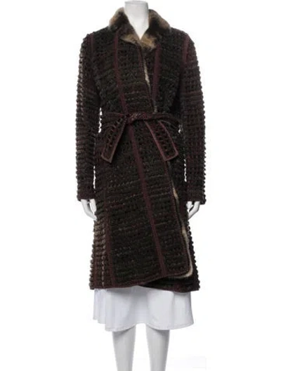 Pre-owned Fendi Patterned Coat In Black