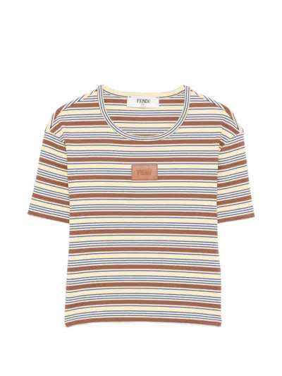 Fendi Patterned Cotton Elastane T-shirt In Multi