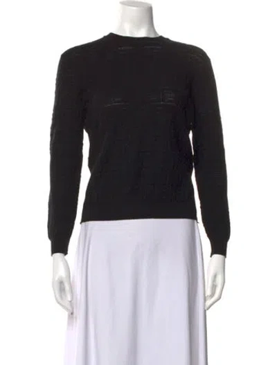 Pre-owned Fendi Patterned Crew Neck Sweater In Black