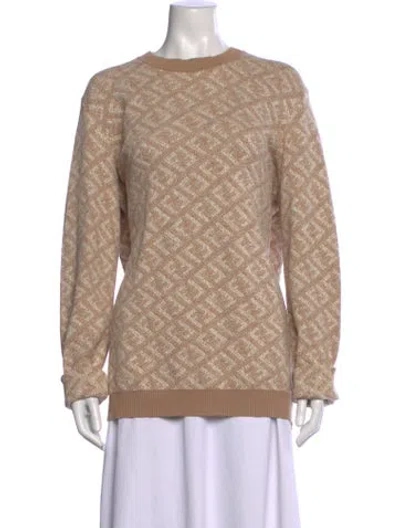 Pre-owned Fendi Patterned Crew Neck Sweater In Neutral