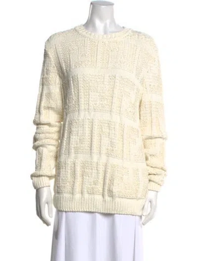 Pre-owned Fendi Patterned Crew Neck Sweater In Neutrals