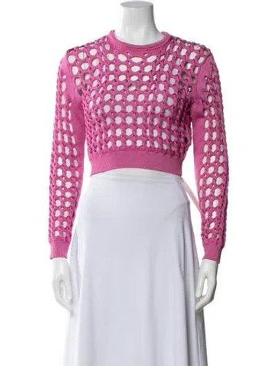 Pre-owned Fendi Patterned Crew Neck Sweater In Pink