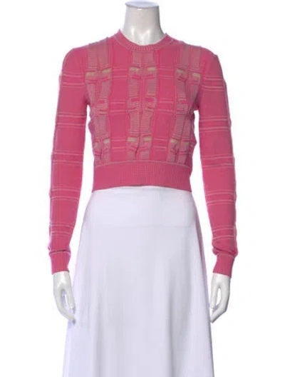 Pre-owned Fendi Patterned Crew Neck Sweater In Pink