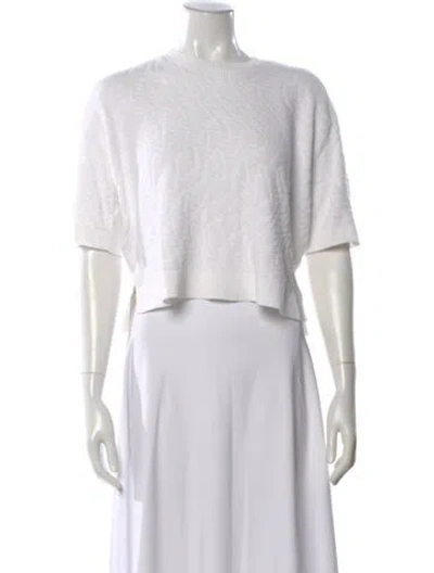 Pre-owned Fendi Patterned Crew Neck Sweater In White