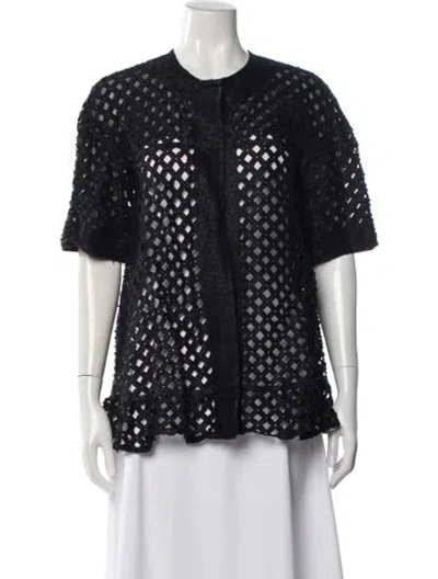 Pre-owned Fendi Patterned Crew Neck Top In Black