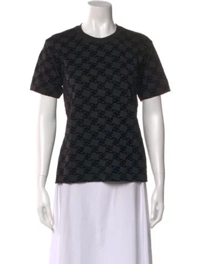 Pre-owned Fendi Patterned Crew Neck T-shirt In Black