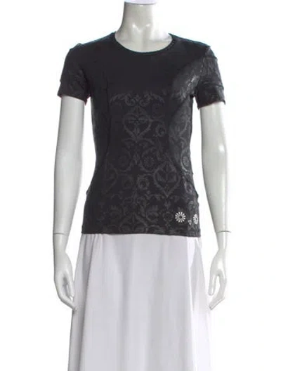 Pre-owned Fendi Patterned Crew Neck T-shirt In Black