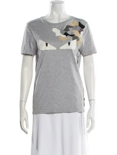 Pre-owned Fendi Patterned Crew Neck T-shirt In Gray