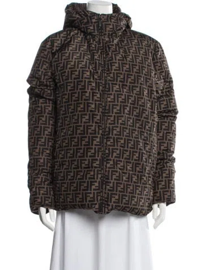 Pre-owned Fendi Patterned Down Jacket In Neutrals