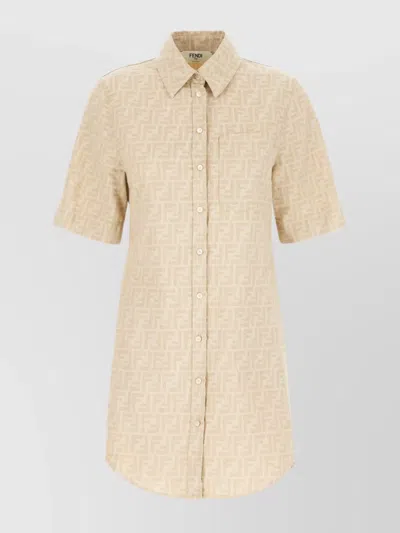 Fendi Patterned Dress With Elasticated Waist And Short Sleeves