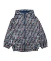 Fendi Patterned Hooded Jacket In Blue