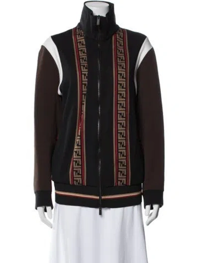 Pre-owned Fendi Patterned Jacket In Black