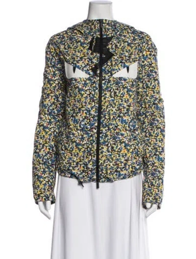 Pre-owned Fendi Patterned Jacket In Blue
