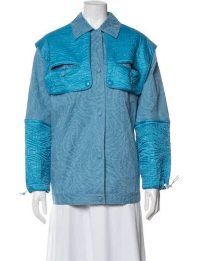 Pre-owned Fendi Patterned Jacket In Blue