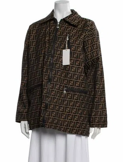 Pre-owned Fendi Patterned Jacket In Brown