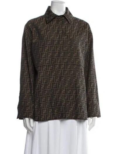 Pre-owned Fendi Patterned Jacket W/ Tags In Brown