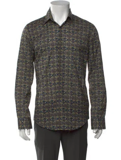 Pre-owned Fendi Patterned Long Sleeve Shirt In Gray