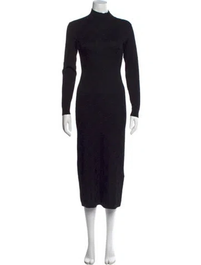 Pre-owned Fendi Patterned Midi Length Dress In Black
