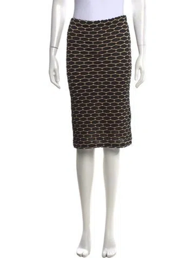 Pre-owned Fendi Patterned Midi Length Skirt In Black