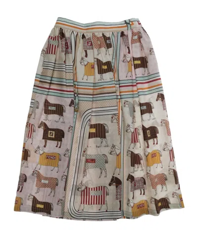 Fendi Patterned Midi Skirt In Multi