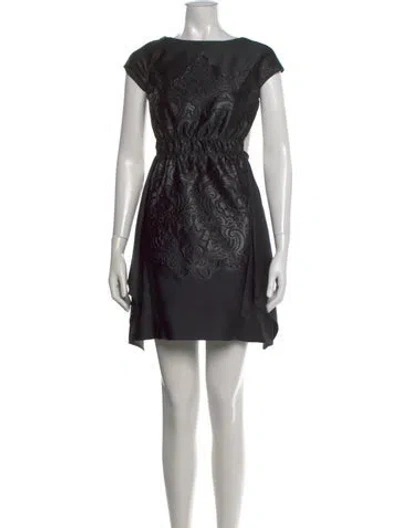 Pre-owned Fendi Patterned Mini Dress In Black