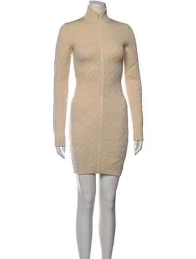 Pre-owned Fendi Patterned Mini Dress W/ Tags In Neutrals