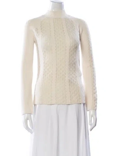 Pre-owned Fendi Patterned Mock Neck Sweater In Neutral