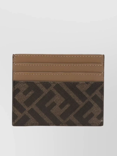 Fendi Patterned Monogram Card Case In Brown