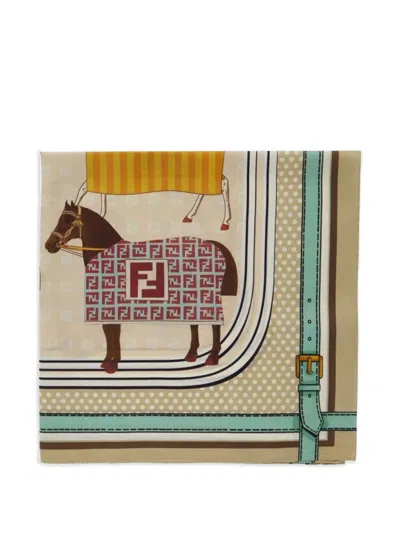 Fendi Kids' Patterned Scarf In Neutral