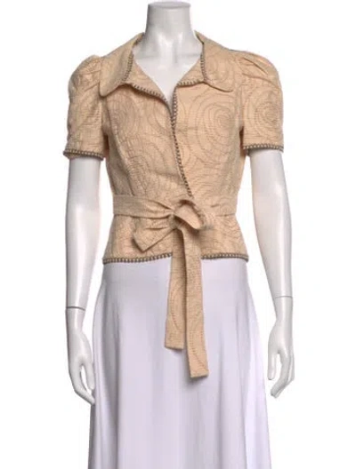 Pre-owned Fendi Patterned Short Sleeve Blouse In Neutrals