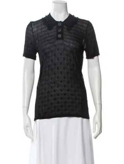 Pre-owned Fendi Patterned Short Sleeve Polo In Black