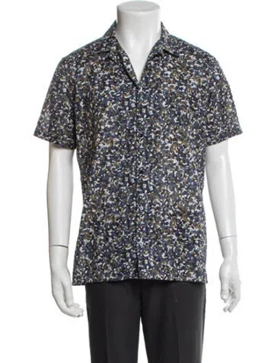 Pre-owned Fendi Patterned Short Sleeve Shirt In Blue