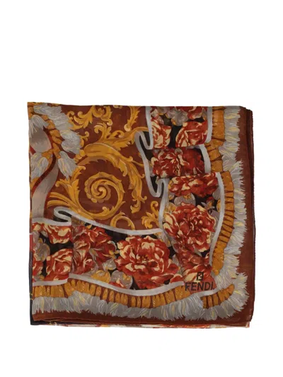 Pre-owned Fendi Patterned Silk Scarf