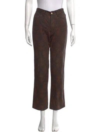 Pre-owned Fendi Patterned Straight Leg Pants In Neutrals