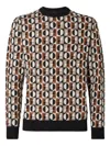 Fendi Crew Neck Sweater Geometric Design In Multi
